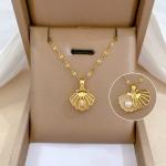 Diamond Cut 24k Gold Water Drop Mussel Style Pendant